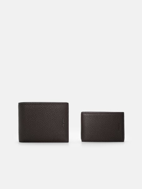 Tumbled Leather Bi-Fold Wallet with Insert, Espresso Brown Tumble